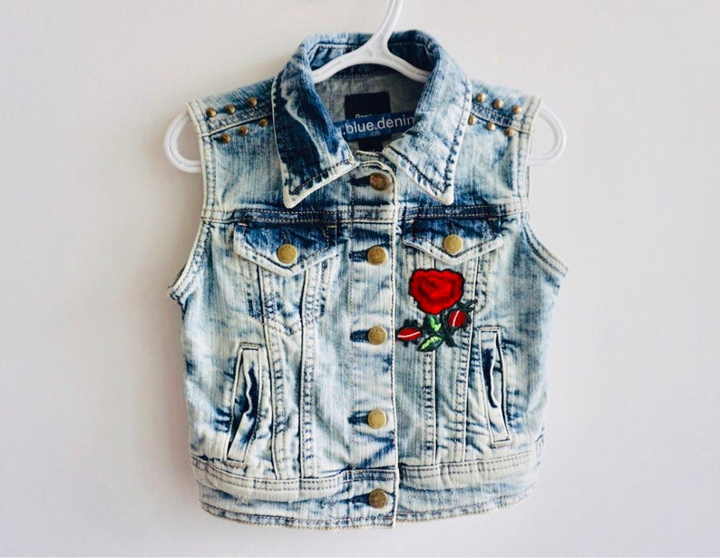 Hand Painted Kids Denim Vest Skull image 2