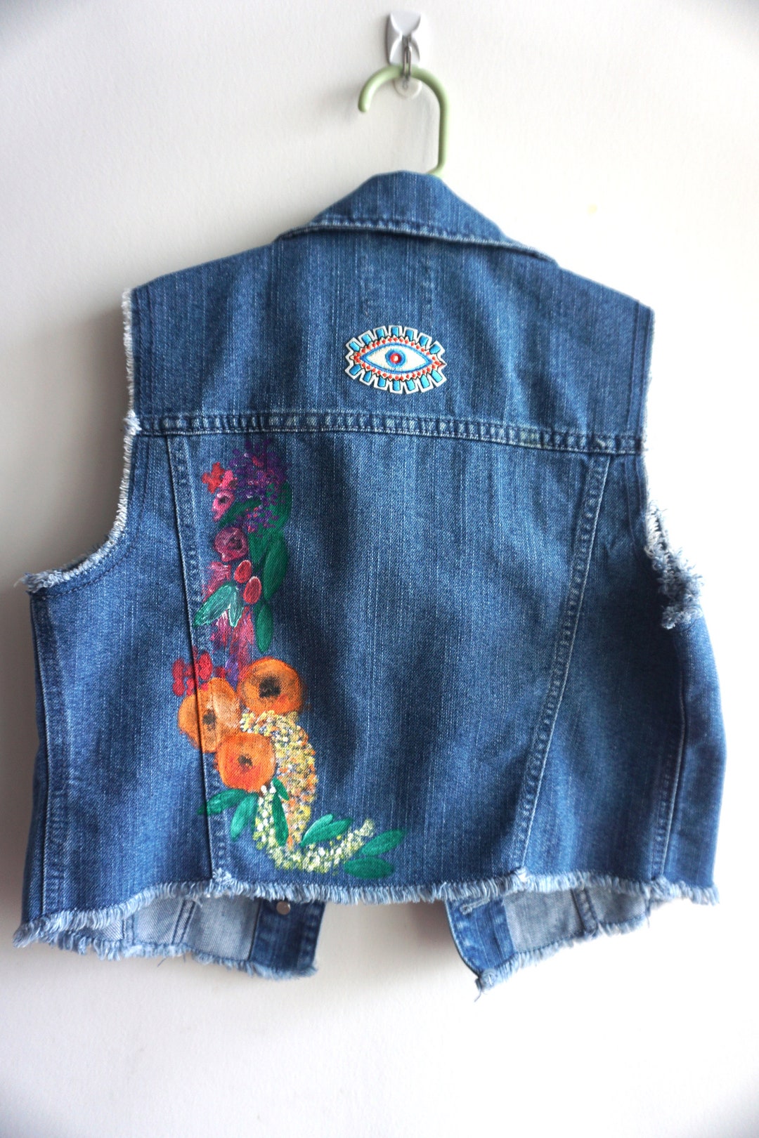 Customizable Hand Painted Kids Denim Vest Flowers - Etsy