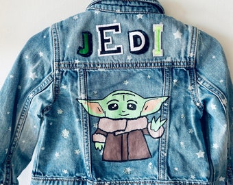 One of a Kind Hand Painted Kids Denim Jacket