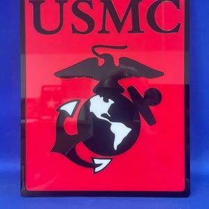 USMC Wall Plaque, United States Marine Corps, Decor, Acrylic, EGA, Eagle, Globe, Anchor