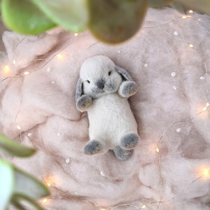 Needle felted realistic white bunny