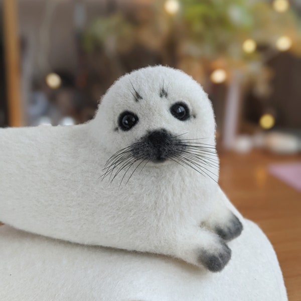 Needle felted arctic seal pup