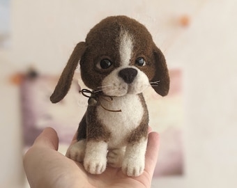 Needle felted beagle dog