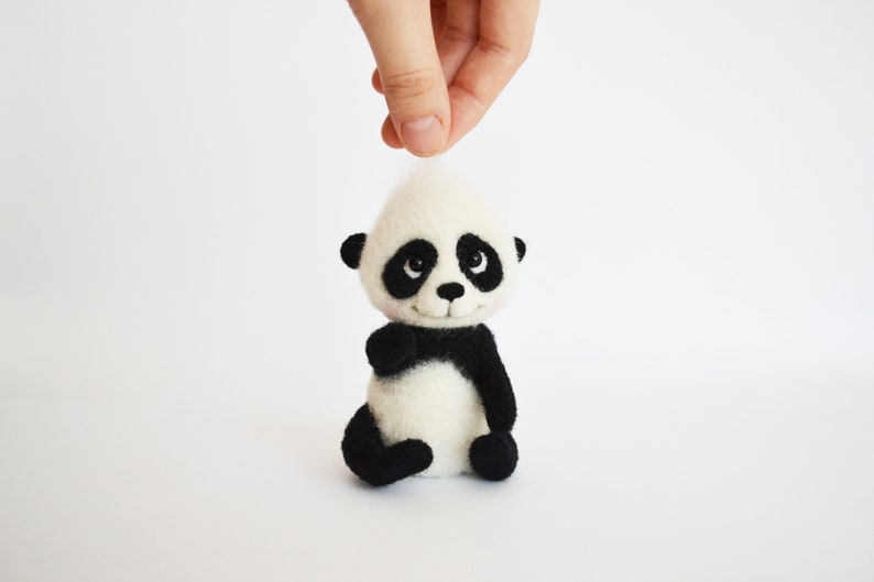 Needle Felted Animal little 1 panda Wool Art Sculpture ooak miniature handmade z