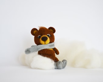 Felted brown bear Needle felted teddy bear