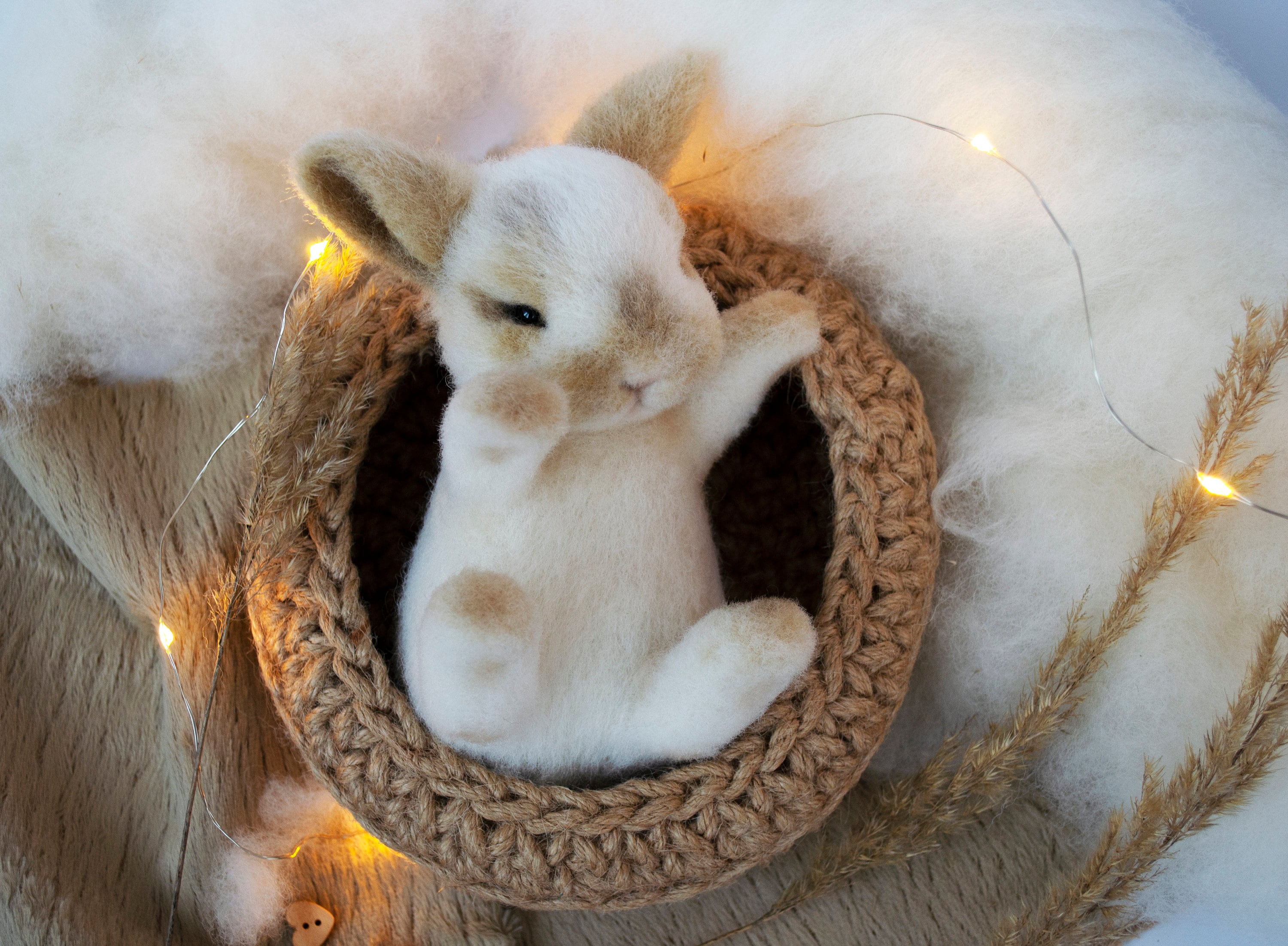 Needle Felted Realistic White Bunny - Etsy