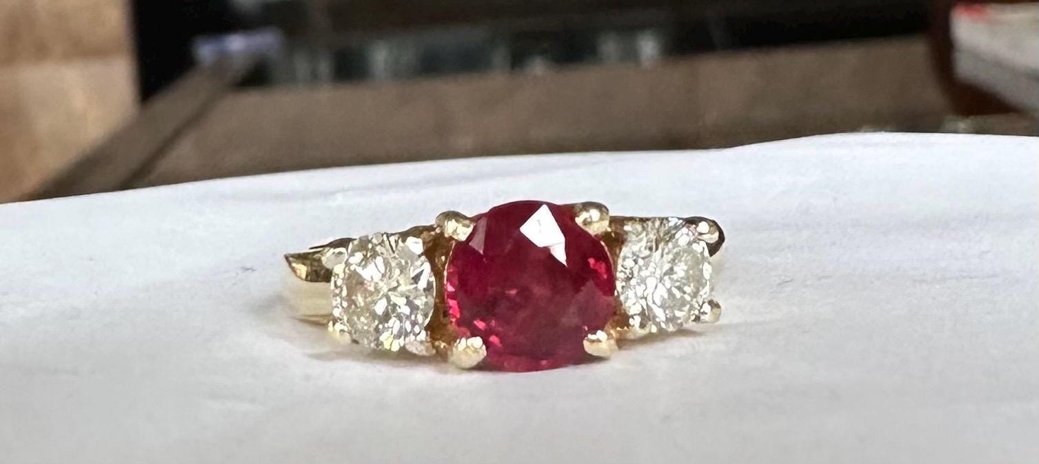 Pinterest Ruby Diamond Rings Ruby and Diamond Ring - Etsy