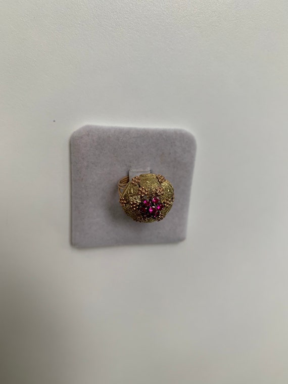 18K Yellow Gold Ruby Ring: Rosè Gold Detail, Size… - image 6