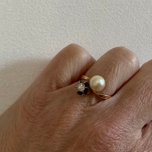 Antique Pearl and diamond Gold Ring image 8