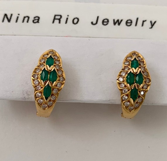 Emerald and Diamond Earrings - image 7