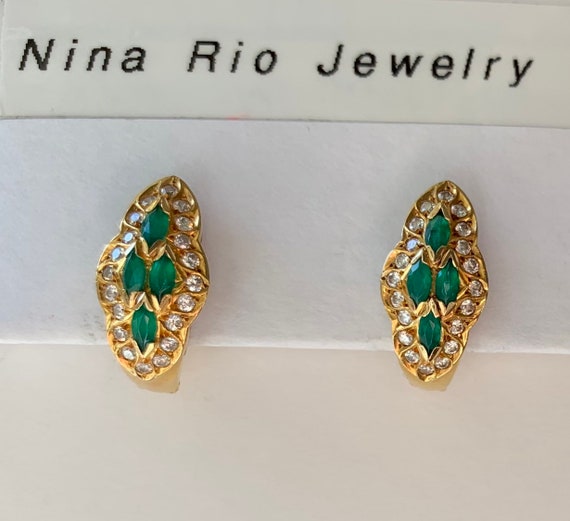 Emerald and Diamond Earrings - image 1