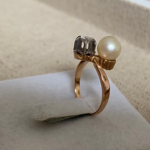 Antique Pearl and diamond Gold Ring image 4