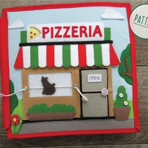 Pizzeria Storefront Quiet Book Page - PATTERN