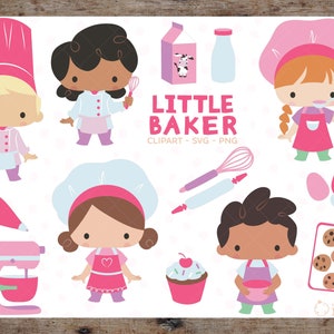 Little baker clipart, SVG, bakery vector graphics, baking digital clip art, kids svg, digital images - CA005
