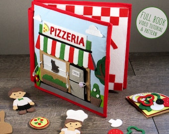 Pizzeria Quiet Book ONLINE-KURS WORKSHOP. Vollständiges Pizzeria Quiet Book (Schaufenster, Essbereich und Pizza Box) - Video Tutorials & Patterns