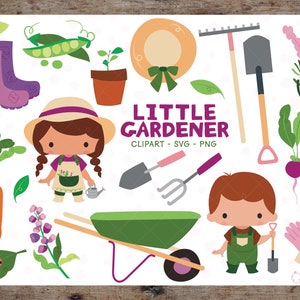 Kleine Gärtner Clipart, Gärtner SVG, Garten Vektor Grafik, Gärtner digitale ClipArt, Gärtner Kinder svg, Garten digitale Bilder - CA011