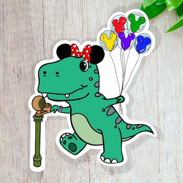 T Rex Goes to Disney / Disney Stickers / Disney Laptop Stickers / Disney Waterproof Stickers / Dinosaur Sticker / Magic Band Decal /