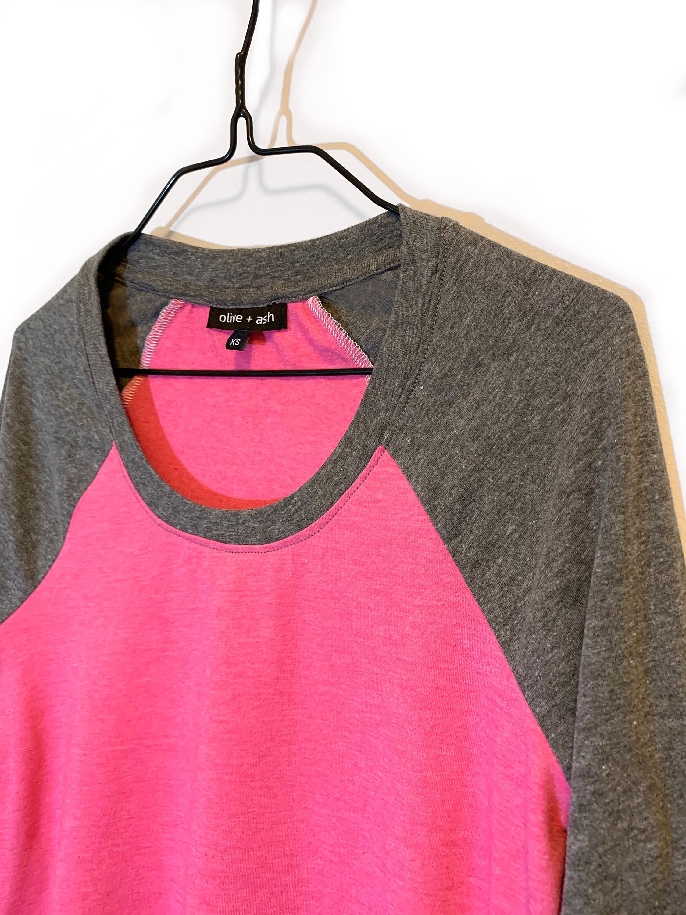 Women's Pink Heather & Charcoal Heather Raglan Top / Long Etsy