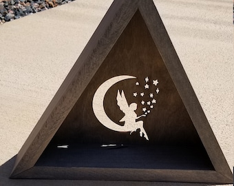 12 inch Grey Fairy on the Moon Triangle Shelf