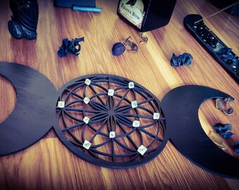 Black Triple Moon Crystal Grid
