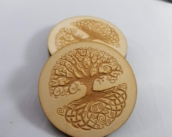 Set of 5 - Tree of Life Birch Coasters