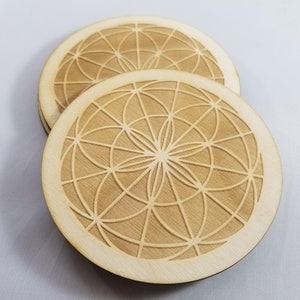 Laser cut Seed of Life Coaster Set