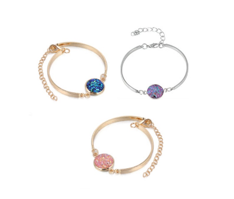 Natural, Bracelet Rhinestone Gift Ideas Geode Jewelry Bangle Stone Women Druzy