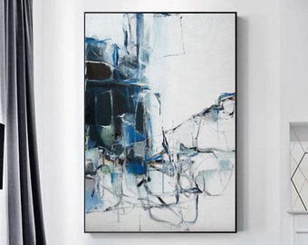 Blue Memory #9, oil painting, abstract art, abstract, abstract oil, abstract painting, oil Painting, painting on canvas, large oil painting,