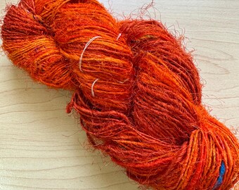 Darn Good Yarn Recycled Silk Lux Adventure Sunflower Orange Worsted Weight