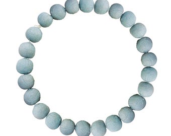 Fair Trade Sky Blue Small Beads Stretch Bracelet Upcycled Kantha Fabric Sari Cotton Recycled Ethical Sustainable Boho Adjustable Gift OSFM