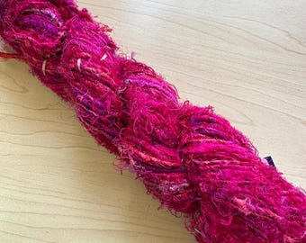 Darn Good Yarn Recycled Silk Lux Adventure Crimson Rose Worsted Weight