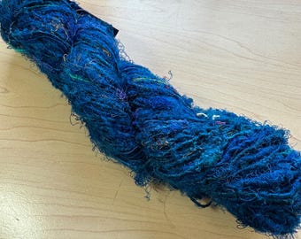 Darn Good Yarn Recycled Silk Lux Adventure Indigo Amethyst Worsted Weight