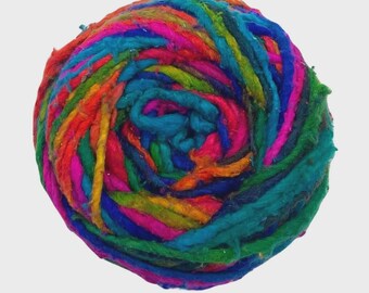 Darn Good Yarn Recycled Silk Roving Watercolors Worsted Weight