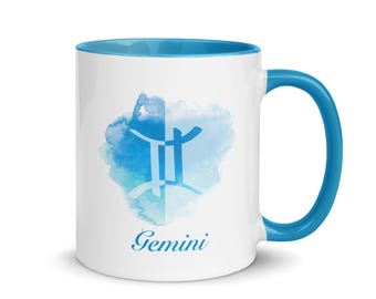 Gemini Blue Zodiac Mug 11oz, 15oz - Zodiac Coffee Mug - Gemini Gifts - Gemini Constellation Mug - May, June Birthday