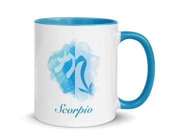 Scorpio Blue Zodiac Mug 11oz, 15oz - Zodiac Coffee Mug - Scorpio Gifts - Scorpio Constellation Mug - October, November Birthday