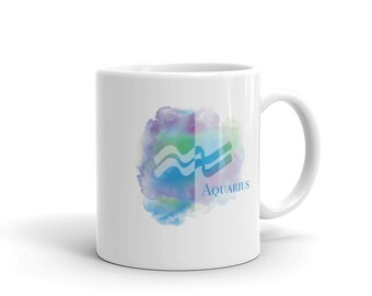 Aquarius Colorful Mug 11oz, 15oz - Zodiac Coffee Mug - Aquarius Gifts - January, February Birthday