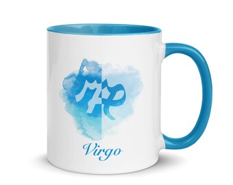 Virgo Blue Zodiac Mug 11oz, 15oz - Zodiac Coffee Mug - Virgo Gifts - Virgo Constellation Mug - August, September Birthday