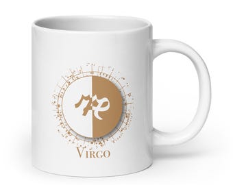 Taza de café Virgo Gold 11oz, 15oz - Taza de café Zodiac - Virgo Gifts - Agosto, Septiembre Cumpleaños