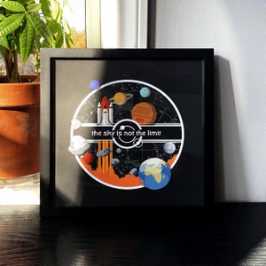 Póster enmarcado "El cielo no es el límite" Arte espacial - Descarga gratuita de la guía del sistema solar - Lea la historia completa de Solar Republic a continuación