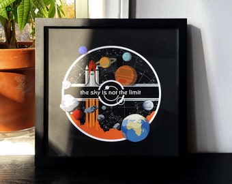 Space Exploration Framed Poster Space Art - FREE Solar System Guide Download - Read Full Solar Republic Story below