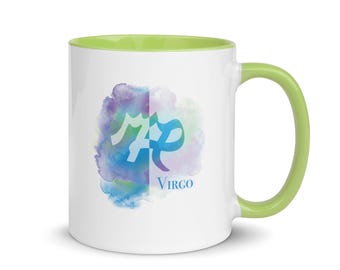 Virgo Sky Blue & Lime Green Mug 11oz, 15oz - Zodiac Coffee Mug - Virgo Gifts - August, September Birthday