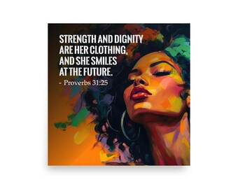 Proverbs 31 Quote Poster | Black Woman Portrait (Digital Download)