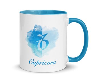 Capricorn Blue Zodiac Mug 11oz, 15oz - Zodiac Coffee Mug - Capricorn Gifts - Capricorn Constellation Mug - December, January Birthday