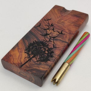 Caja para guardar pipas de un solo golpe con forma de diente de león de Sisso, bate de latón con adorno de madera de Sisso, pipa para fumar + 4 mini rejillas de latón para pipas - ¡ENVÍO RÁPIDO!