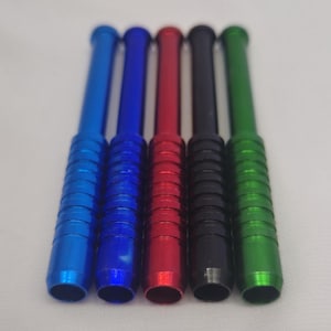 Colored Metal One Hitter - Colored Spiked Cigarette Pipe for Tobacco + 4 Brass Screens, Portable Pocket Pipe for Dugouts, Herb Bat