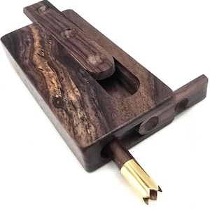 Rosewood Slide Lid Magnetic Dugout + 100% Brass and Rosewood One Hitter Bat 3 Inch Smoking Pipe + 4 Pipe Screens, Wooden Chillum & Stash Box