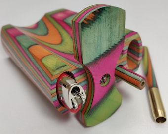 Large Rainbow Dugout Stash Box (4in) w/ 2 Brass One Hitter Bats w/ Rainbow Adornment, 2 Chillum Pipe One Hitters +8 Screens