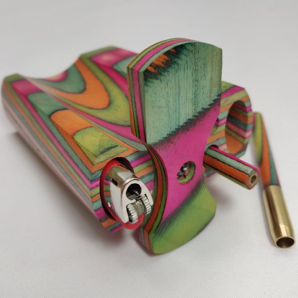 Large Rainbow Dugout Stash Box (4in) w/ 2 Brass One Hitter Bats w/ Rainbow Adornment, 2 Chillum Pipe One Hitters +8 Screens