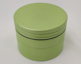 Lime Green Herb Grinder with Catcher, 2&quot; Metal Grinder for Herbs, 4 Piece Tobacco and Kitchen Spice Grinder Set + Screened Bottom Chamber
