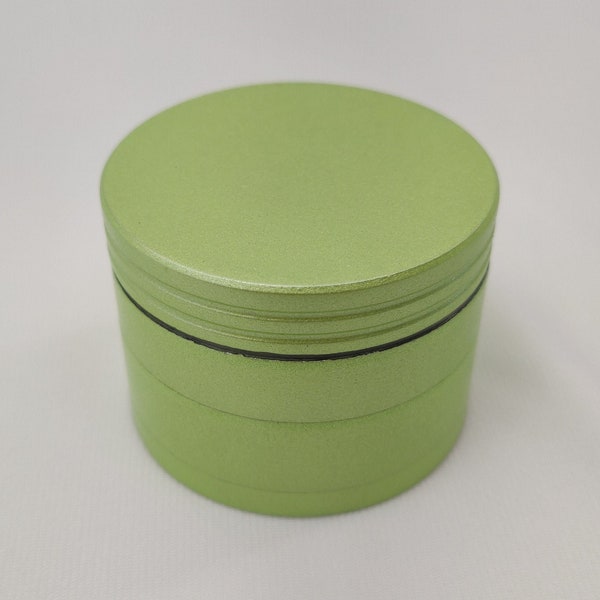 Lime Green Herb Grinder with Catcher, 2" Metal Grinder for Herbs, 4 Piece Tobacco and Kitchen Spice Grinder Set + Screened Bottom Chamber